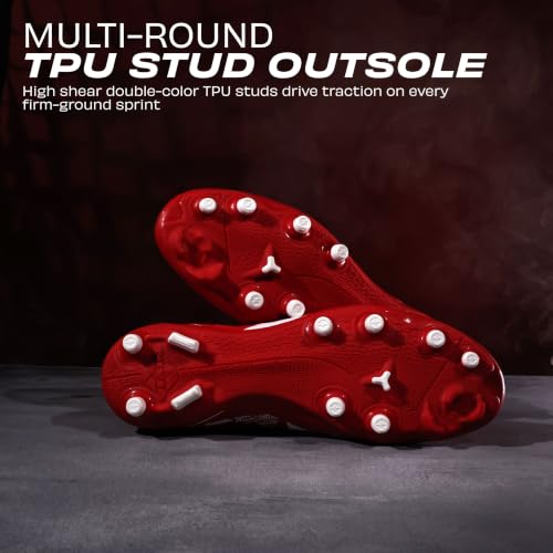 Image of Nivia Ashtang 3.0 Football Studs for Men, TPU Fusion Upper, 3D Emboss Control Texture, Knitted Collar, TPU Multi-Round Stud Outsole, Firm Ground Football Shoes