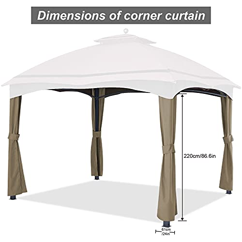 ABCCANOPY Replacement Corner Curtains for Lowe's Allen Roth 10X12 Gazebo #GF-12S004B-1 (Khaki) - Image 4