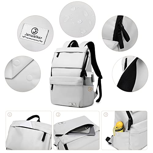 Backpack For Women And Men, Laptop Backpack With Laptop Compartment, Water Resistant Travel Backpack 15.6 Inch & Anti-Theft Back Pack, Casual Daypacks For Work, College, Travel, 24L Beige Grey #TOP5