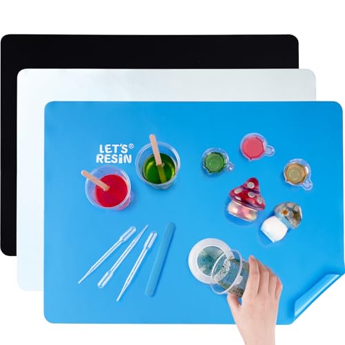 LET'S RESIN 3-in-1 Silicone Mat - 15.7" x 11.7" Nonstick & Nonslip Craft Mat, Heat-Resistant for Resin, Paint, Clay