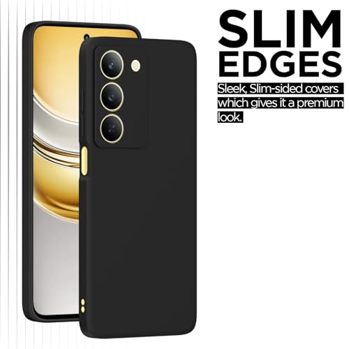 Image of Outlouders Back Cover for Realme 14x 5G | Camera Protection | Durable Soft Matte Silicone Bumper Case (Black)