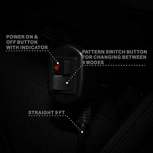 Aluminum Amber LED Hazard Warning Strobe Dash Lights for Cars Truck SUV POV with Suction Cups, WOWTOU 24W 9 Flash Patterns Vehicle Interior Front Windshield Rear Window Deck Emergency Safety Lighting