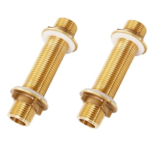 2 PièCes G1/2 Raccord Cloison En Laiton, 10 Cm MâLe Tube Fileté Raccord Tuyau, Pour Les Robinets, Les Tonneaux D'Eau Pluie, Les RéServoirs D'Eau, Les ChâTeaux D'Eau Et Les Pompes à Eau (G1/2, 10CM)