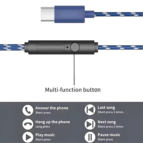 Image of BLAAST'C TypeC Wired Earphone with Powerful HD Mic for Clear Sound, Deep Bass Sound, HD Calling, in-Line Volume Control & Noise Cancellation Compatible with only TypeC Jacks in Mobiles-BLUE