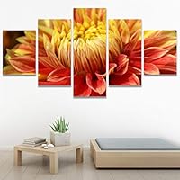 SIGNWIN 5 Panel Canvas Wall Art Botanical Chic Closeup Expressive Multicolor Photography Realism Ultra for Home Decorations Ready to Hang - 60