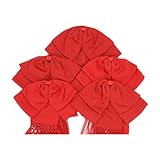 PACK OF 5 LARGE MEXICAN CHARRO BOW TIE WITH ELASTIC BAND AND 100% HANDMADE TIP (RED)