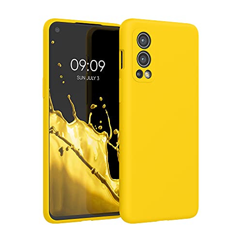 kwmobile Carcasa Compatible con OnePlus Nord 2 5G Funda - Case TPU y Silicona antigolpes - Apto Carga inalámbrica - Amarillo chillón