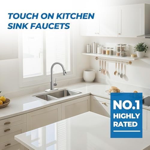 WEWE Pull Down Kitchen Faucet, 3-Mode Spray, Brushed Nickel — view 7