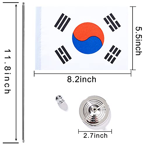Zxvzyt 2 Pack Korea Flag Korean Table Flag Small Mini Korean Desk Flags With Stand Base,International Festival Events Celebration Decorate,Home Office Decorations #TOP1