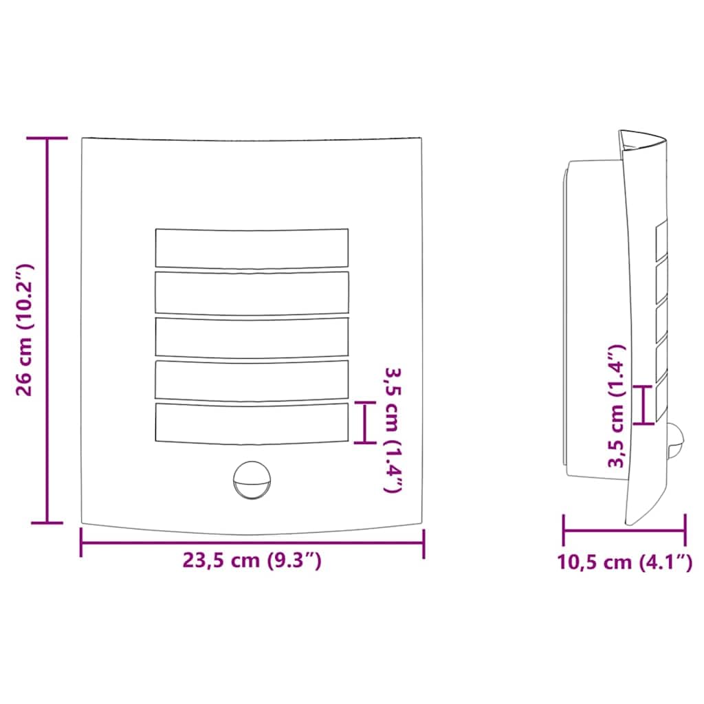 vidaXL Applique Murale Extérieure 2 pcs Noir 23.5 x 9 x 26 cm, Applique murale moderne, éclairage extérieur, design rectangulaire, compatibilité avec ampoule E27