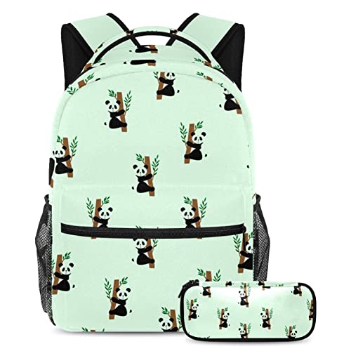 Sac à dos voyage Panda Hug Branch avec trousse pour éliminer le désordre scolaire