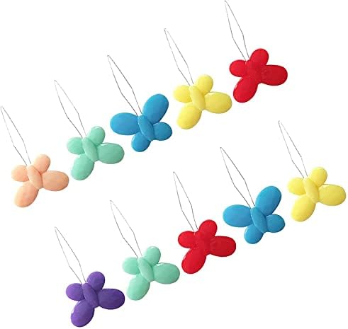 10pcs Needle Threader Butterfly Shaped Needle Threader Easy to Insert Hand Sewing Needles, Plastic Hand Sewing Needles, DIY Threading Tool for Sewing Crafting Knitting Craft Quilting Color Random