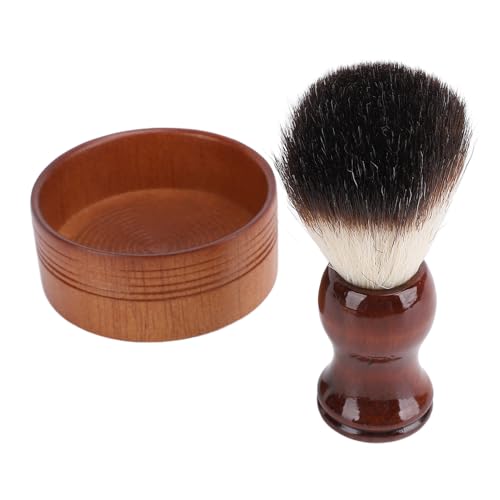 Mens Shaving Brush Kit with Bowl - Aesthetic Handle, Fine Synthetic, Lightweight &amp; Portable Grooming Set for Barber/Travel/Hotel
