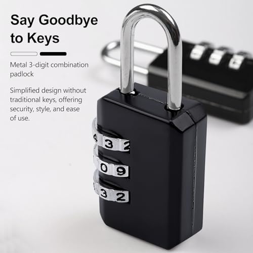 2-Pack Customizable Black Luggage Locks – Set Your Own Combination, Secure Travel Padlocks for Suitcases, Backpacks, and Bags3