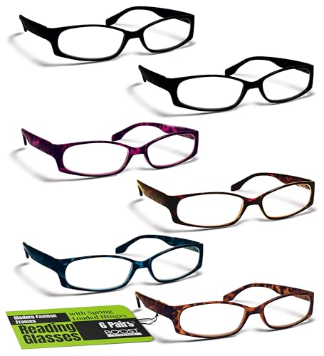 Boost Eyewear 6-Pack Reading Glasses, Assorted Colors +1.00