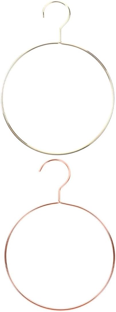 2pcs Multi-Functional Round Scarf and Tie Hanger Rings, Gold and Rose Gold Household Clothes Organizer Rack for Closet Storage and Scarf Display