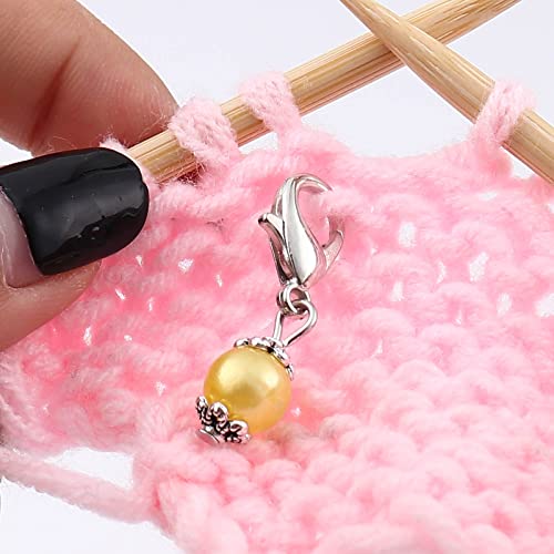 DoreenBeads 24 marcadores de ponto de bloqueio para crochê e contas acrílicas, pingente de coração,