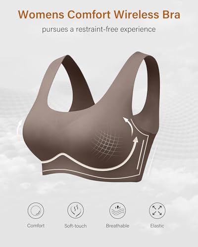 Image of Wireless Bras for Women No Underwire Seamless Full Coverage T-Shirt Bra