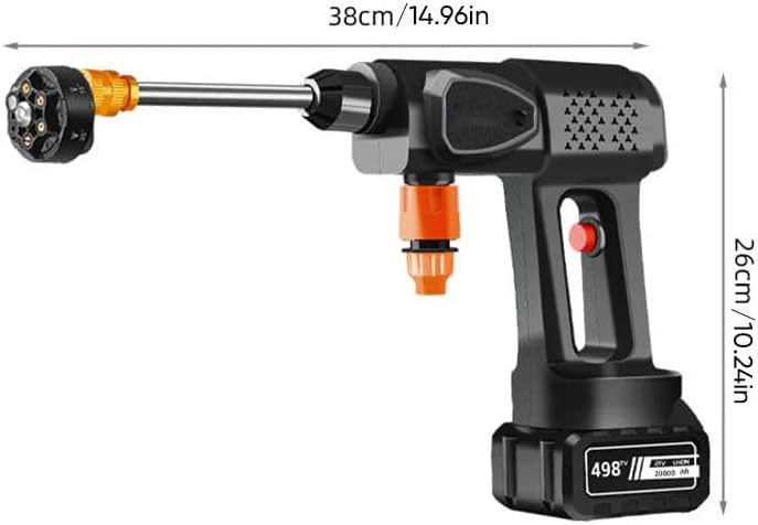 Diagram showing the dimensions of the pressure washer