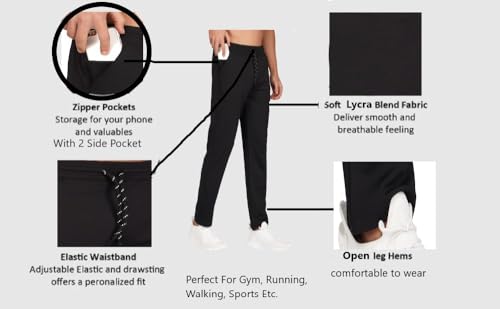 Image of Lycra Polyster Track Pant for Men || Regular Fit Sport Lower for Mens & Boys || Multipurpose Use for Jogging, Running, Gym, Sports, Nightwear || 1 Extra Sefety Chain Pocket for Mobile & Wallet