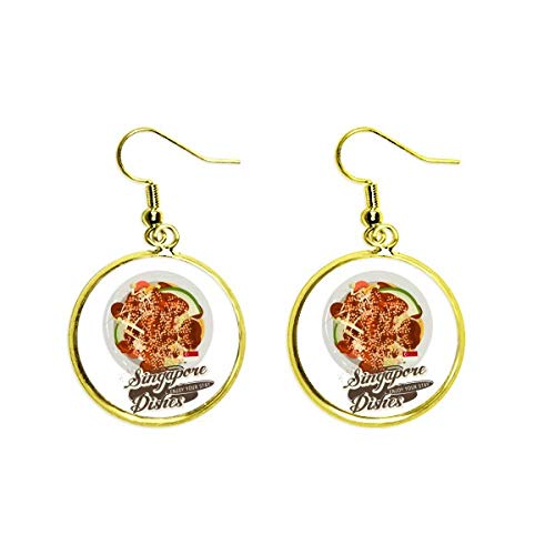 Pendientes tradicionales de Singapur dorados ROJAK joyeria de fiesta para mujer