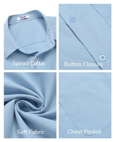 Image of COOFANDY Mens Short Sleeve Casual Button Down Shirts Summer Untucked Dress Shirts with Pocket