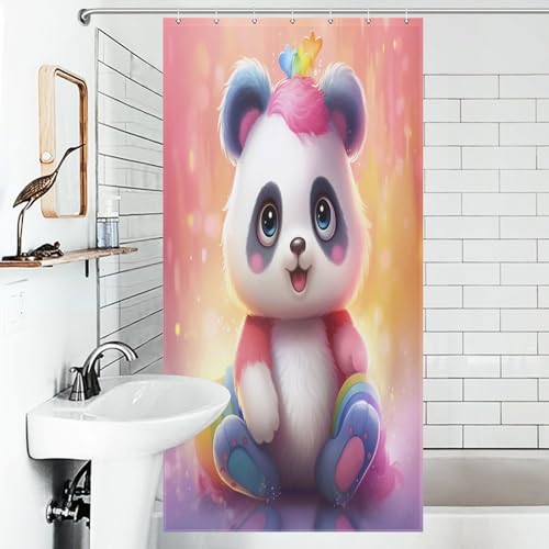 Rideau de douche panda 92x183 cm en polyester lavable pour baignoire - 6