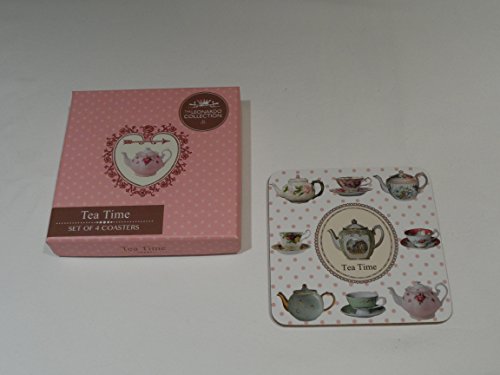 Set 4 Untersetzer Vintage Retro Tea Time