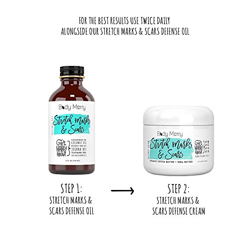 Body Merry Stretch Marks And Scars Defense Cream – Daily Moisturizer With Organic Cocoa Butter, Shea And Oils - Fade Old And New Body Marks And Nourish Dry Skin – Ideal Pregnancy Belly Cream, 6 Oz #TOP4