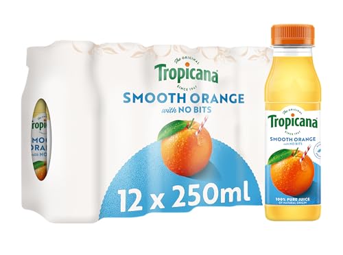 Tropicana - Orange Fruit Juice With Bits - Long Life Pure Orange Juice, No Added Sugar, No Added Artificial Flavours, With Vitamin C - Breakfast Drink - 250Ml