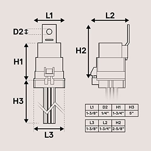 OLS 5 Pack 40/30 Amp Waterproof Relay Switch Harness Set - 12V DC 5-Pin SPDT Automotive Relays 12 AWG Hot Wires