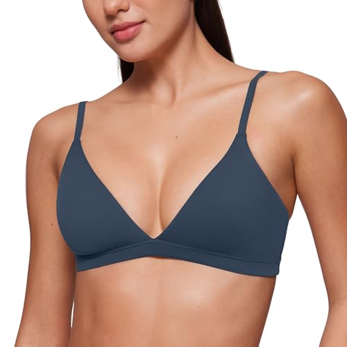 Image of CRZ YOGA Softhold Triangle Bralette | Double Lined, Light Support, Non Padded, Wireless, Casual, Ultra-Soft, V Neck, Adjustable Square Back, Everyday Bra for Women