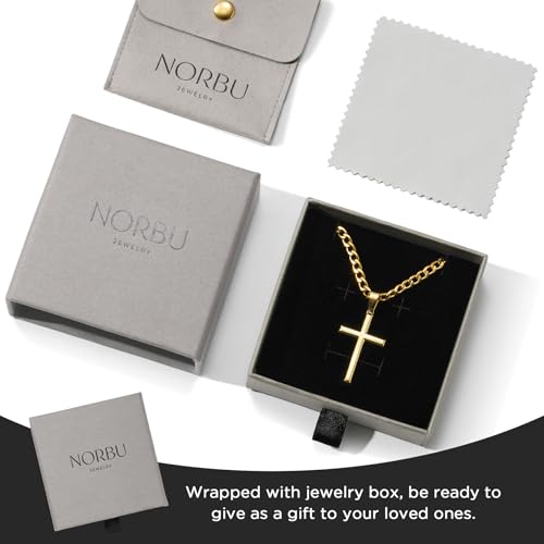 Image of SWEETV 18K Gold Cross Necklace for Men, 925 Sterling Silver Cross Pendant