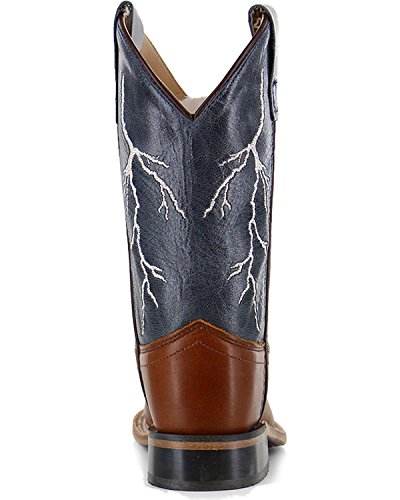 Cody James Boys' Lightening Embroidered Cowboy Boot Square Toe Brown #TOP6