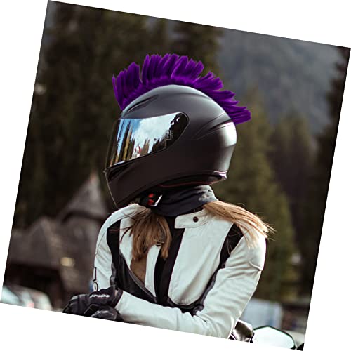 Gafoki 5Pcs Mohawk Extensions Gras Adhesive Biking Accessories Skiing Men Synthetic Short Decor Cockscomb Photo Halloween Prop Helmet Party Helmet/Up Wig Skinhead Adornment Green #TOP1