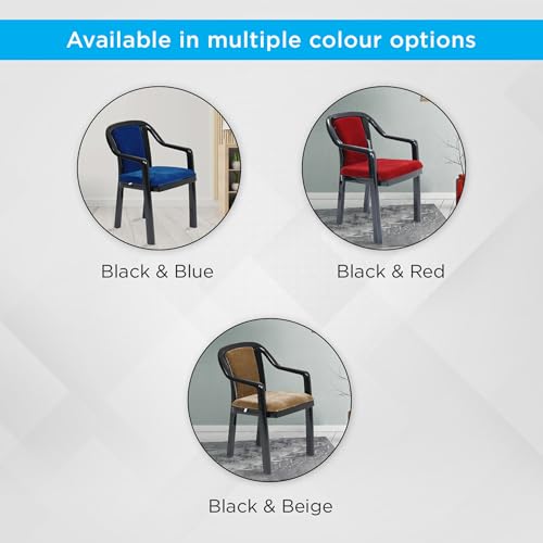 Image of Nilkamal Mid Back Chair with Arm Signature | for Living Room, Bed Room, Kitchen, Office Room, Outdoor | 100% Polypropylene Stackable Chair | (Iron Black & Bright Red)