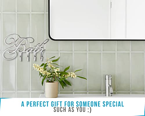Comfify Decorative Bath Towel Hooks Bathroom Hanger Aluminum Wall Hooks Rack For Towels, Robes, Bathroom Accessories - Luxury 4 Bath Towel Hooks, Polished Finish - Includes Screws - 8.25” X 11" #TOP5