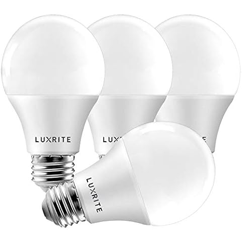 LUXRITE A19 LED Light Bulb 60W Equivalent, 3000K Soft White Dimmable, 800 Lumens, Standard LED Bulb 9W, E26 Base, Energy Star, Enclosed Fixture Rated, Perfect for Lamps and Home Lighting (4 Pack) Cover