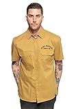 Diseño: la marca de culto King Kerosin presenta la camisa de trabajo de manga corta con Oilwash en el interior y en la espalda y en la parte delantera. La camisa para hombre de estilo se completa con bolsillos en el pecho con solapas y un cuello Kent