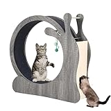 Large Cat Running Wheel, Cat Wheel for Indoor Cats 33.5' Inner Diameter Wood Pet Treadmill with Scratching Board and Playing Balls Quiet Cats Wheel Exerciser Grey