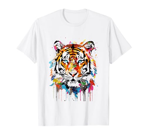 Wildlife Art Visage de tigre coloré T-Shirt
