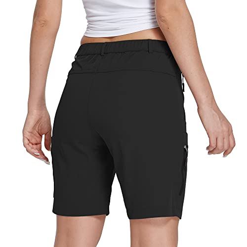 Vayager Women's Lightweight Hiking Cargo Shorts Quick Drying Travel Athletic Golf Summer Shorts With Zipper Pockets Black #TOP2