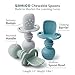 SAMiGO Silicone Baby Utensils - Self Feeding Spoons and Tiny Training Cup - First Stage Baby Led Weaning Supplies for 6 Months+ Infants - Set of 3