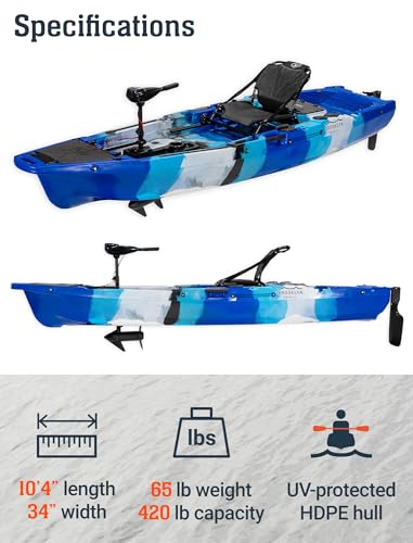 BKC Brooklyn 10.5 Pro Motorized Fishing Kayak, Trolling Motor