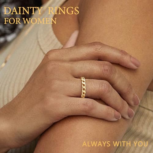 14K Gold Rings for Women Non Tarnish Gold Plated Waterproof Knot Promise Rings Simple Fashion Jewelry Friendship Gifts for Her Size5-102