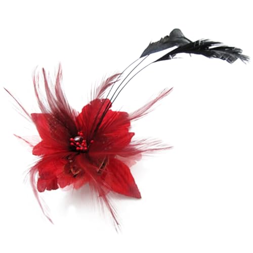 Image of Multi-function Feather Flower Brooch Pins & Hair Clips for Women Girls Corsage Brooch Party Ceremony Accessories Dance Banquet Pins Headdress