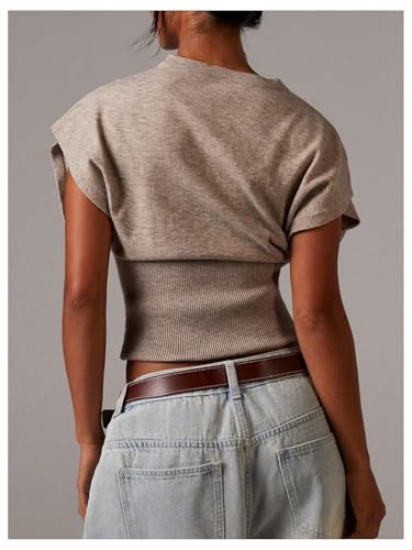 WDIRARA Women's Button Down Sweater Vests Dolman Sleeve Cardigan Knit Top3