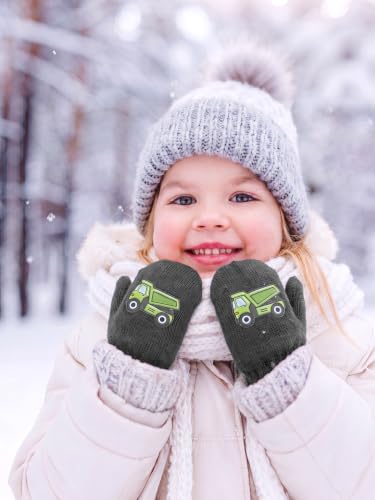 Image of Geyoga 3 Pairs Kids Knitted Mittens Boy Warm Winter Mittens