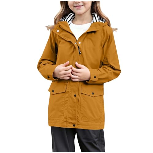 Chaqueta impermeable para niños de 5 a 15 años, chaqueta impermeable para niños y niñas, chaqueta ligera con capucha, resistente al viento, cortavientos, ligera, ropa de trabajo, bolsillo, para niños