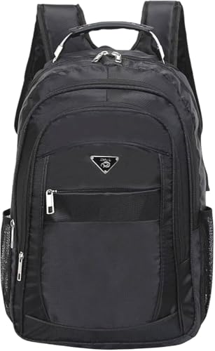 Mochila Escolar Preta, Múltiplos Compartimentos, Alças Acolchoadas, com Porta USB